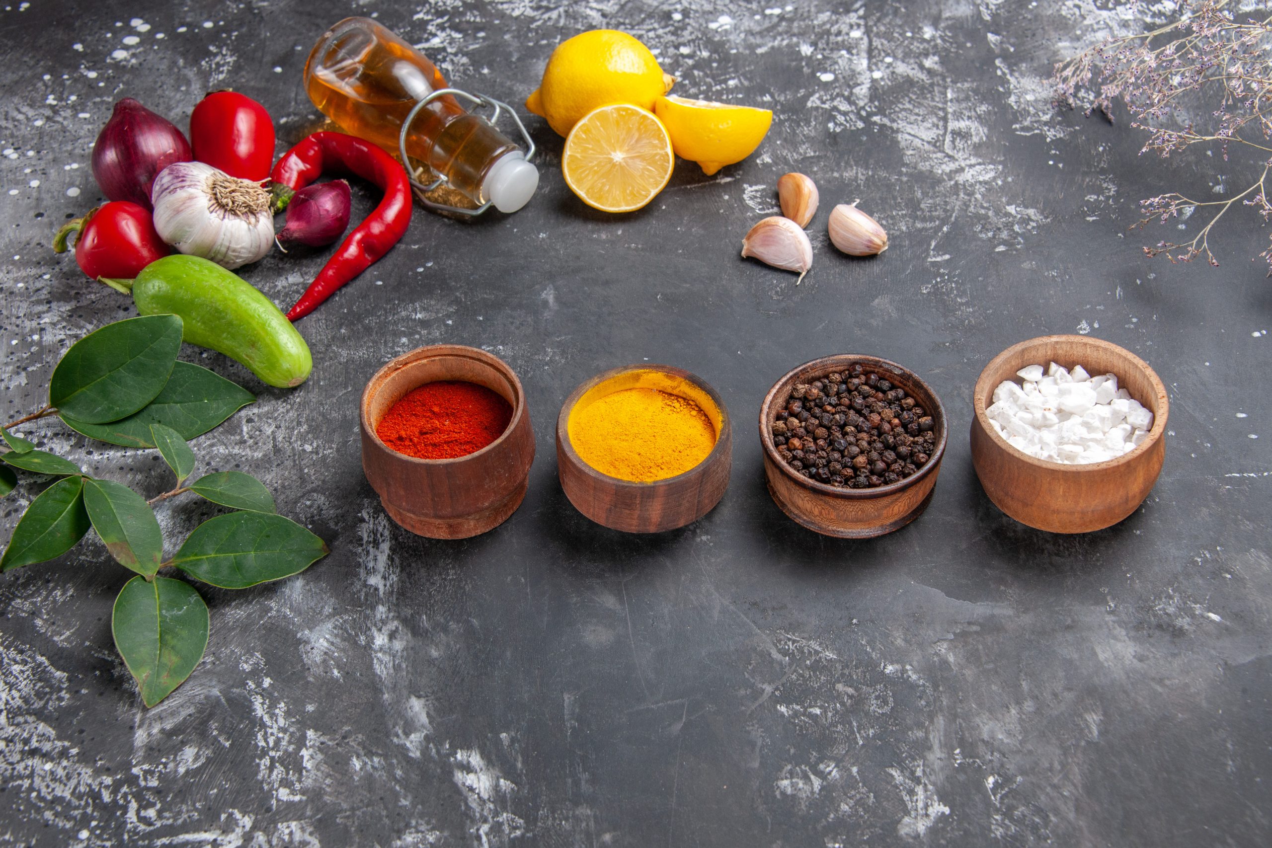 front-view-fresh-ingredients-with-lemon-seasonings All Purpose Seasoning 500g